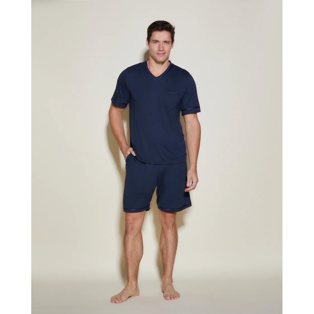Cosabella Bella Mens Navy Blue Pima Cotton Modal V-Neck Pajama Set XL‎